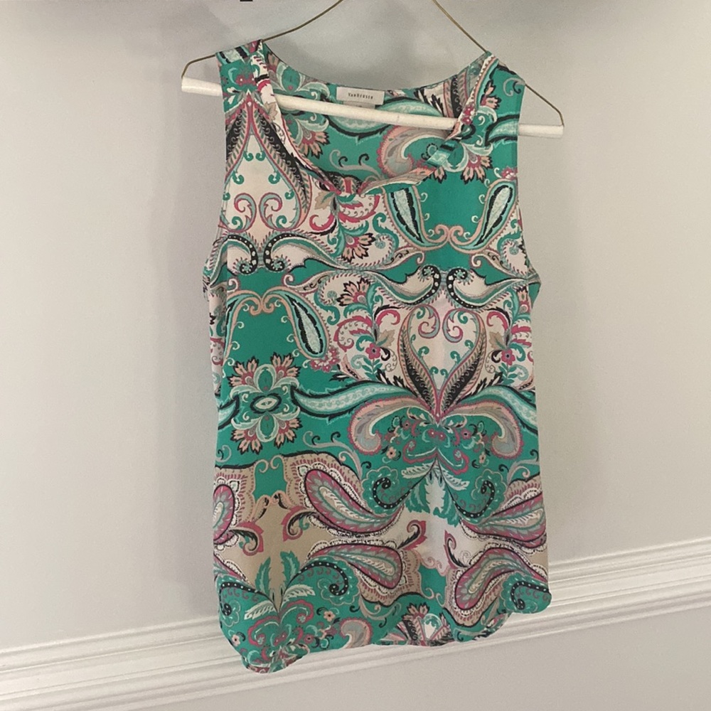 Bright and colorful sleeveless top. Smoke free home- only worn a couple of times